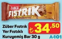 ZÜBER FISTRIK YER FISTIKLI KURUYEMİŞ BAR 30 G fiyat ve kampanya bilgisi